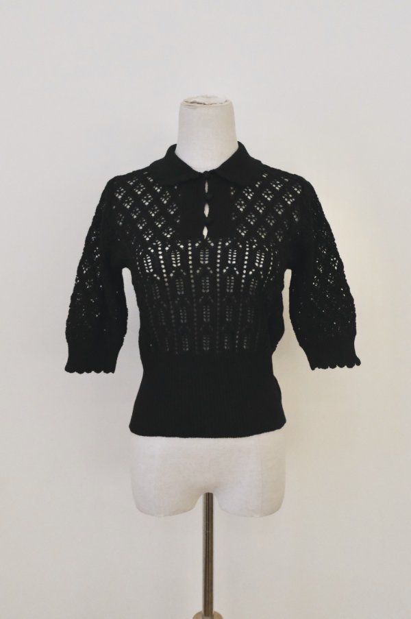 画像1: naokitomizuka (ナオキトミヅカ) openwork knittinng pullover  black (1)