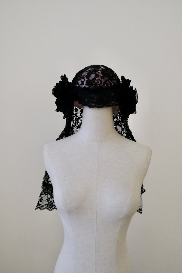 画像1: naokitomizuka (ナオキトミヅカ) lace mix hat black (1)