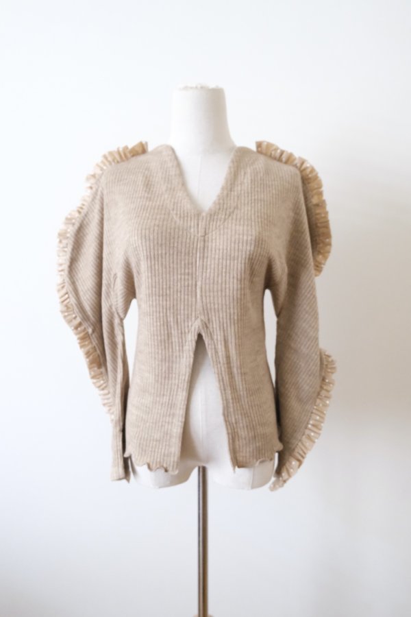 画像1: DECO depuis 1985 FRONT SLIT RIB KNIT beige (1)