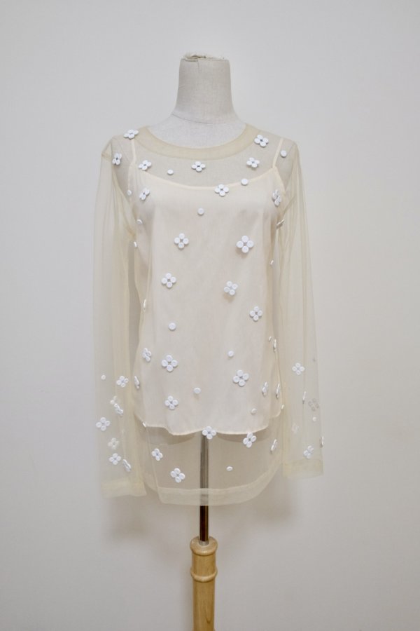 画像1: RIV NOBUHIKO (リブ ノブヒコ）ASH EMBROIDERY TOP white (1)